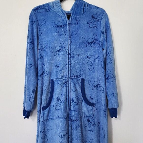 Disney Women's Size L (12/14) Stitch Character Hooded Fleece Body Suit Sleepwear - Picture 8 of 8